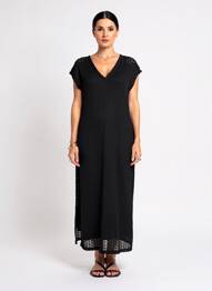 Robe longue manches courtes manches courtes noir STREET ONE femme