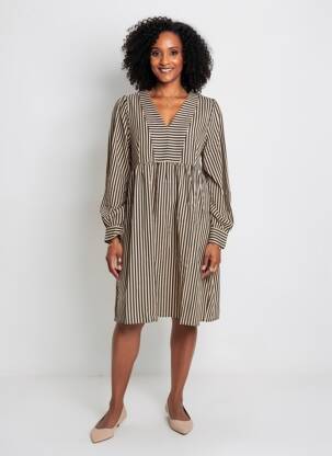 Robe mi-longue coupe fluide manches longues noir LOLA ESPELETA femme
