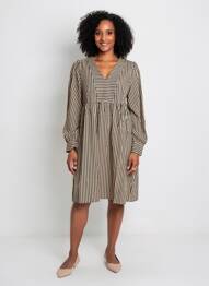 Robe mi-longue coupe fluide manches longues noir LOLA ESPELETA femme