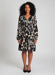 Robe mi-longue coupe fluide manches longues noir LOLA ESPELETA femme