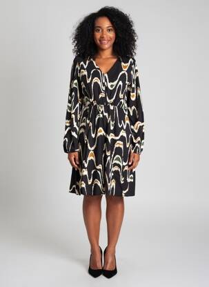 Robe mi-longue coupe fluide manches longues noir LOLA ESPELETA femme