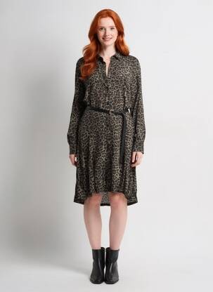 Robe mi-longue coupe fluide manches longues noir TIFFOSI femme