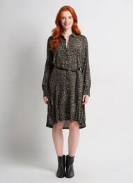 Robe mi-longue coupe fluide manches longues noir TIFFOSI femme