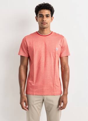 T-shirt tissage chiné manches courtes rouge CAMBERABERO homme