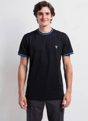T-shirt broderie manches courtes noir CAMBERABERO homme
