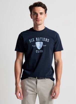 T-shirt broderie manches courtes bleu CAMBERABERO homme