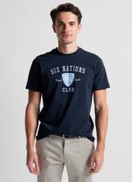 T-shirt broderie manches courtes bleu CAMBERABERO homme