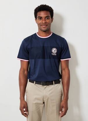 T-shirt broderie manches courtes bleu CAMBERABERO homme