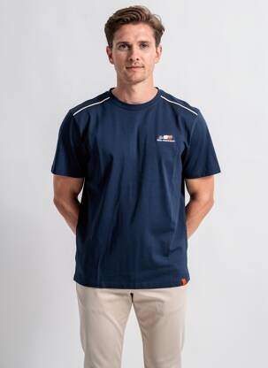 T-shirt broderie manches courtes bleu CAMBERABERO homme