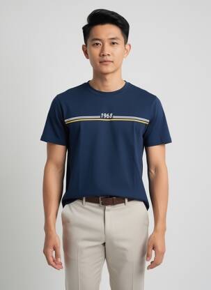 T-shirt coupe cintrée manches courtes bleu CAMBERABERO homme