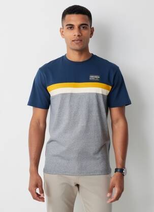 T-shirt tissage chiné manches courtes bleu CAMBERABERO homme