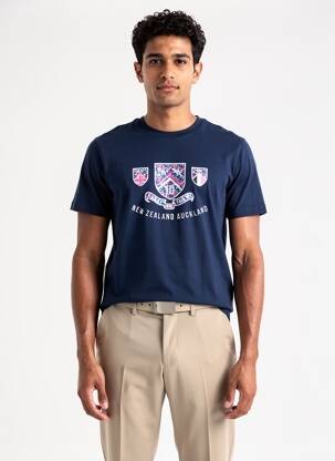 T-shirt broderie manches courtes bleu CAMBERABERO homme