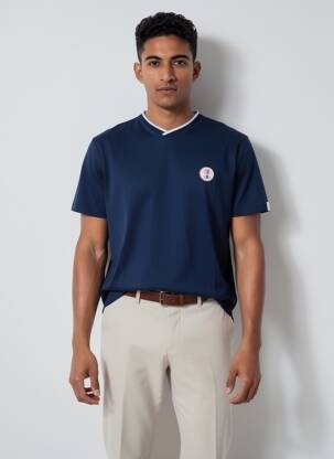 T-shirt broderie manches courtes bleu CAMBERABERO homme