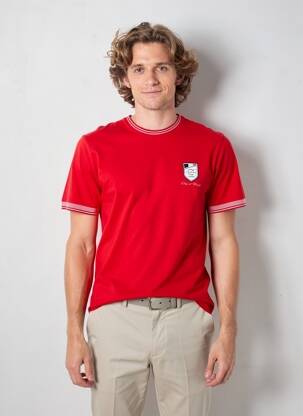 T-shirt broderie manches courtes rouge CAMBERABERO homme