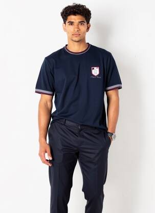 T-shirt broderie manches courtes bleu CAMBERABERO homme