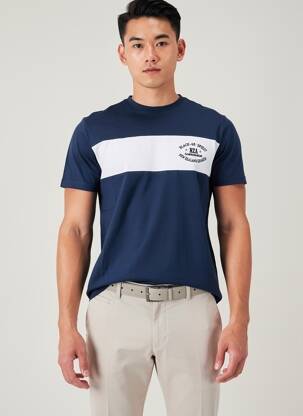 T-shirt broderie manches courtes bleu CAMBERABERO homme