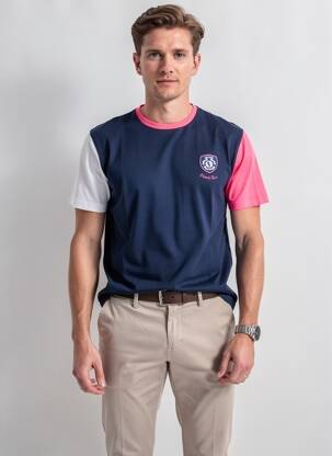T-shirt broderie manches courtes bleu CAMBERABERO homme