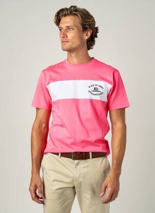 T-shirt broderie manches courtes rose CAMBERABERO homme