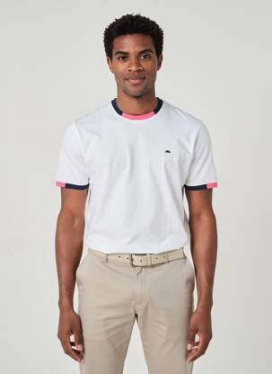 T-shirt broderie manches courtes blanc CAMBERABERO homme