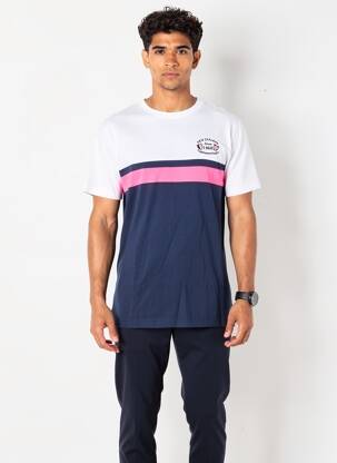 T-shirt broderie manches courtes bleu CAMBERABERO homme