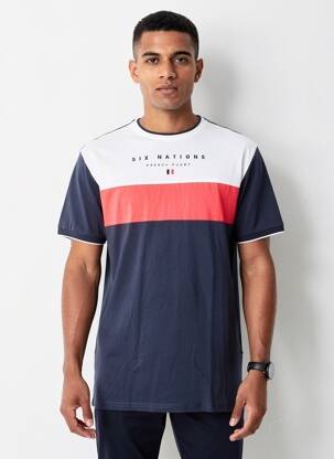 T-shirt broderie manches courtes bleu CAMBERABERO homme