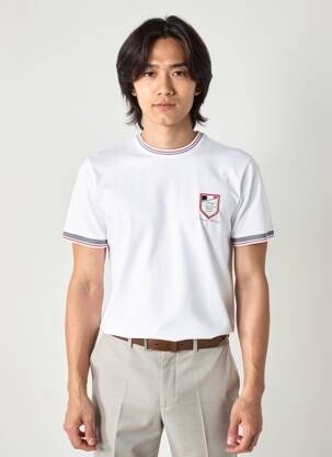 T-shirt broderie manches courtes blanc CAMBERABERO homme