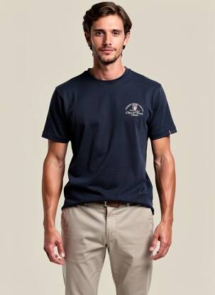 T-shirt broderie manches courtes bleu CAMBERABERO homme