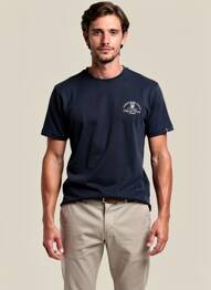 T-shirt broderie manches courtes bleu CAMBERABERO homme