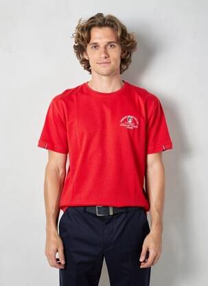 T-shirt broderie manches courtes rouge CAMBERABERO homme