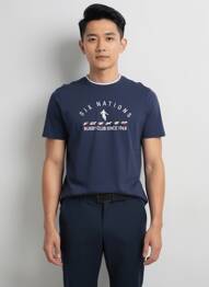T-shirt broderie manches courtes bleu CAMBERABERO homme
