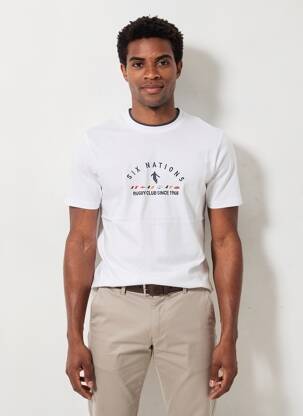 T-shirt broderie manches courtes blanc CAMBERABERO homme