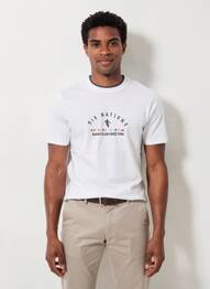 T-shirt broderie manches courtes blanc CAMBERABERO homme