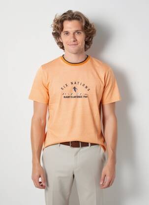 T-shirt broderie manches courtes orange CAMBERABERO homme