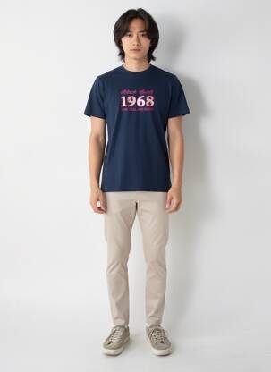 T-shirt broderie manches courtes bleu CAMBERABERO homme