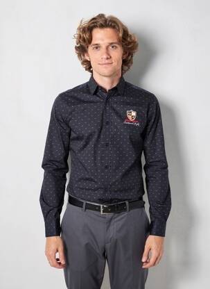 Chemise manches longues imprimé fantaisie noir CAMBERABERO homme