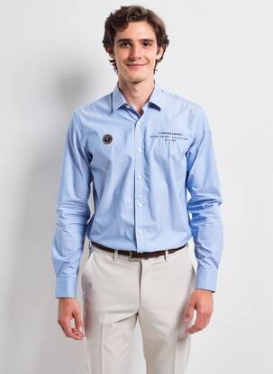 Chemise manches longues poignets boutonnés bleu CAMBERABERO homme