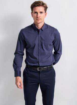 Chemise manches longues imprimé fantaisie bleu CAMBERABERO homme