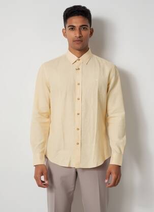 Chemise manches longues poignets boutonnés jaune CAMBERABERO homme