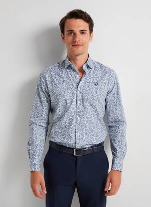 Chemise manches longues poignets boutonnés bleu CAMBERABERO homme
