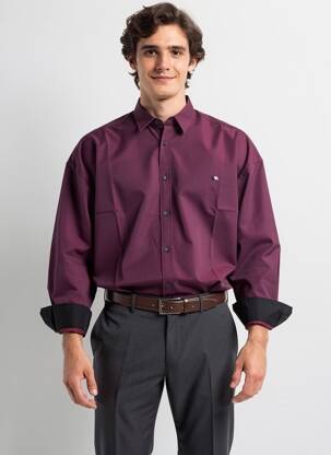 Chemise manches longues coupe droite violet CAMBERABERO homme