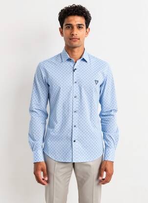 Chemise manches longues imprimé fantaisie bleu CAMBERABERO homme