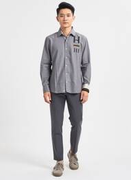 Chemise manches longues coupe cintrée gris CAMBERABERO homme