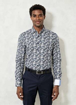 Chemise manches longues coupe droite bleu CAMBERABERO homme