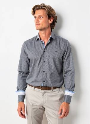 Chemise manches longues imprimé fantaisie bleu CAMBERABERO homme