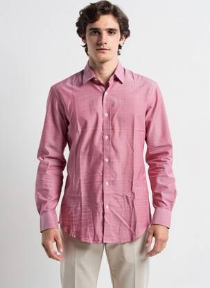 Chemise manches longues coupe cintrée rouge CAMBERABERO homme