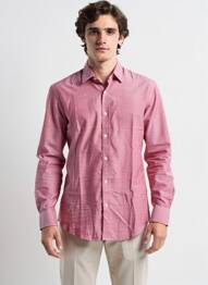 Chemise manches longues coupe cintrée rouge CAMBERABERO homme