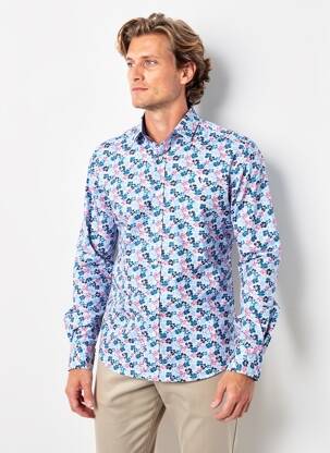 Chemise manches longues poignets boutonnés bleu CAMBERABERO homme