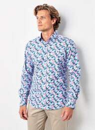 Chemise manches longues poignets boutonnés bleu CAMBERABERO homme