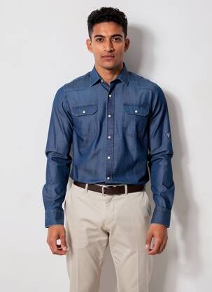 Chemise manches longues poches bleu CAMBERABERO homme