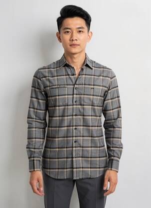 Chemise manches longues poignets boutonnés gris CAMBERABERO homme